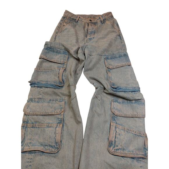 Diesel Jeans D Sire 1996 OKIAI Relaxed Cargo Women's Siz 24 Medium Wash Wide Leg - Picture 1 of 12